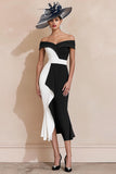 Mermaid Black and White Off The Shoulder Mother Of The Bride Dress