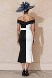 Mermaid Black and White Off The Shoulder Mother Of The Bride Dress
