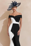Mermaid Black and White Off The Shoulder Mother Of The Bride Dress