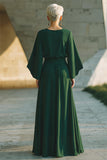 A-Line Dark Green Round Neck Long Mother Of The Bride Dress