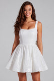 Sparkly A Line Square Neck Sequins Short Graduation Dress with Back Giant Bow