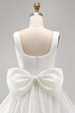 Sparkly A Line Square Neck Sequins Short Graduation Dress with Back Giant Bow