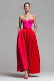 Strapless Red And Fuchsia Corset A Line Formal Dress