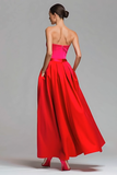 Red And Fuchsia Corset Sweetheart A Line Long Formal Dress