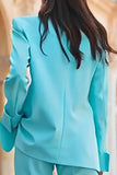 Turquoise Peak Lapel 2 Piece Women's Work Suits