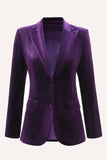 Plum Velvet 2 Piece Peak Lapel Single Breasted Women's Suits