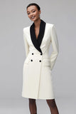 Ivory Shawl Lapel Double Breasted Women's Blazer