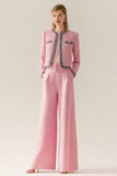 2 Piece Pink Tweed Long Sleeve Women's Suits