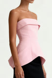 Black and Pink Strapless Sheath Long Formal Dress