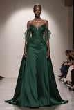 Dark Green Sweetheart A-Line Long Military Ball Dresses with Appliques