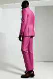 Dark Pink Peak Lapel One Button Men's Prom Suits