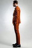 Dark Orange Peak Lapel One Button Men's Suits