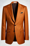 Dark Orange Peak Lapel One Button Men's Suits