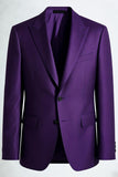 Dark Purple One Button Peak Lapel Men's Prom Suits