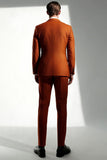 Dark Orange Peak Lapel Slim Fit Men's Formal Suits
