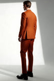 Men's Dark Orange Peak Lapel 2 Piece Prom Suits