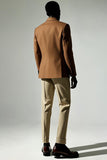 Dark Khaki Singel Breasted Peak Lapel Men's Suits