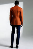 Dark Orange Peak Lapel Double Breasted Men's Suits