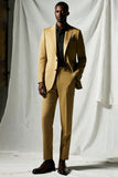 Men's Khaki Notched Lapel Single Breasted Formal Blazer