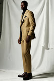Men's Khaki Notched Lapel Single Breasted Formal Blazer