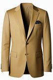Men's Khaki Notched Lapel Single Breasted Formal Blazer