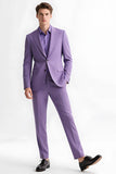 Purple Peak Lapel Slim Fit 2 Piece Men's Suits
