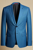 Blue Grey Notched Lapel Single Breasted Men Formal Blazer