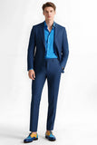 Dark Blue Notched Lapel 2 Piece Men's Prom Suits