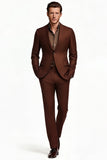 Dark Brown Single Breasted Notched Lapel Men Formal Blazer