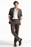 Grey Coffee 2 Piece Notched Lapel Men's Formal Suits