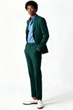 Dark Green Single Breasted 2 Piece Notched Lapel Men's Suits