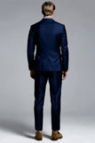 Navy Single Breasted Notched Lapel Men Formal Blazer