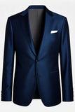 Navy Single Breasted Notched Lapel Men Formal Blazer