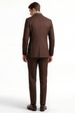 Brown Peak Lapel 2 Piece Single Breasted Men's Suits