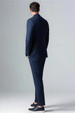 Dark Blue Slim Fit 2 Piece Single Breasted Men's Suits