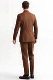Peak Lapel 2 Piece Single Breasted Slim Fit Men's Brown Suits