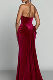 Cabernet Mermaid Strapless Long Formal Dress
