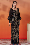 Sparkly Black Golden Mermaid Long Sleeve Formal Dress