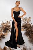 Dark Green Sweetheart Corset Sheath Long Prom Dress with Slit