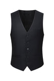 Single Breasted Notched Lapel Black 3 Piece Men's Suits