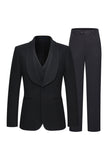 Shawl Lapel Black 3 Piece One Button Men's Business Suits