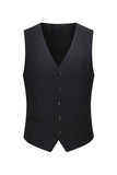 Black 3 Piece Peak Lapel Double Breasted Men's Business Suits