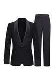 Slim Fit Black 2 Piece Shawl Lapel One Button Men's Suits