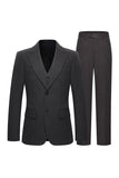 Peak Lapel 3 Piece Single Breasted Coffee Men's Suits