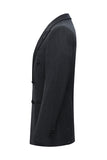 Dark Grey 2 Piece Peak Lapel Double Breasted Striped Men's Suits