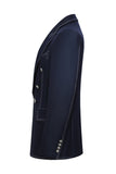 Dark Blue Double Breasted Peak Lapel Tailored 2 Piece Men's Suits