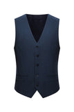 3 Piece Single Breasted Slim Fit Peak Lapel Men's Navy Suits