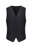 Black One Button Shawl Lapel 3 Piece Men's Suits