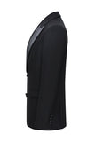 Slim Fit Peak Lapel 2 Piece Men's Black Suits