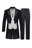 Black Peak Lapel Double Breasted Men's 3 Piece Tuxedo